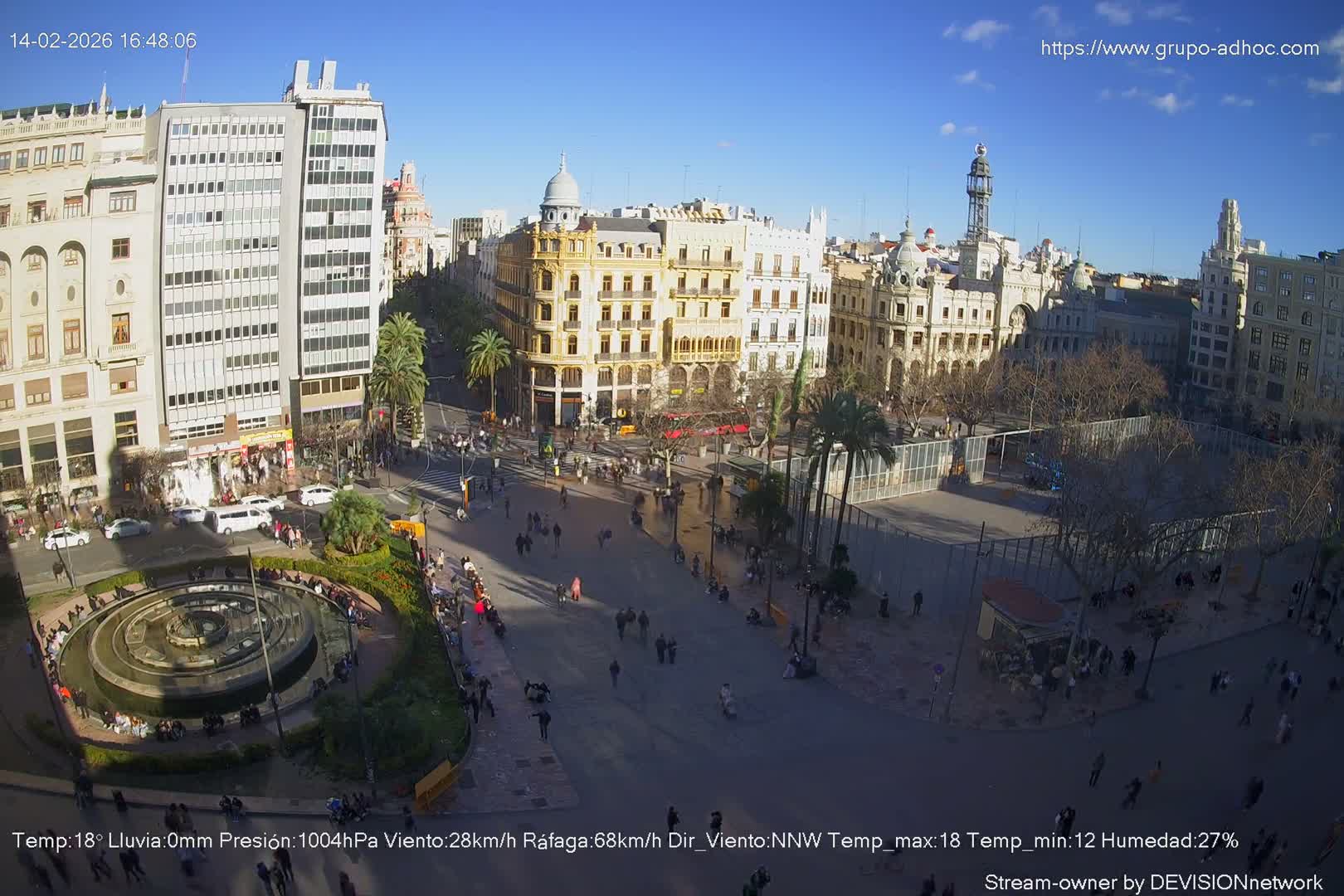 Valencia City , Plaza del Ayuntamiento Square Live Cam - Valencia,  Comunidad Valenciana, Spain