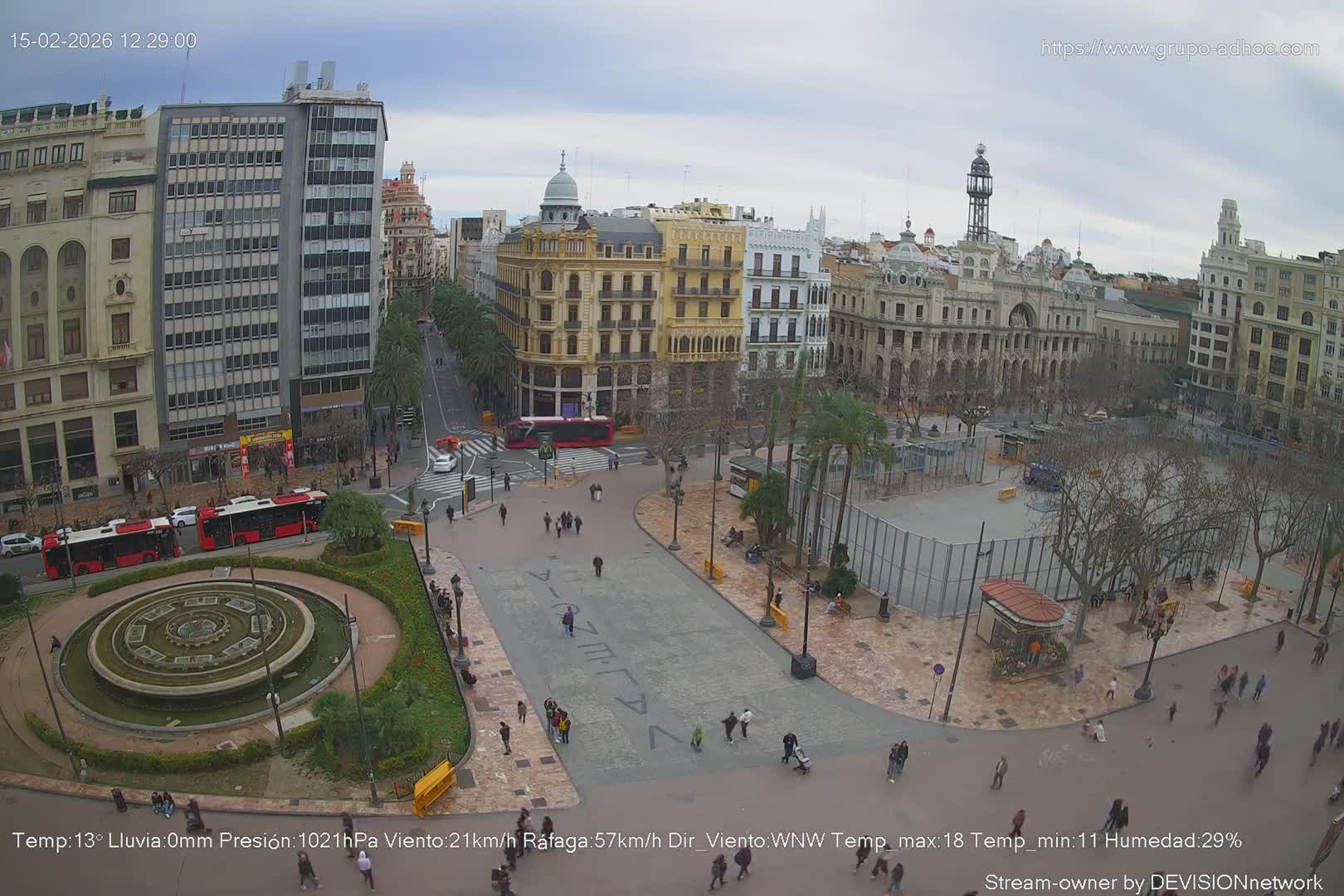 Valencia City , Plaza del Ayuntamiento Square Live Cam - Valencia,  Comunidad Valenciana, Spain