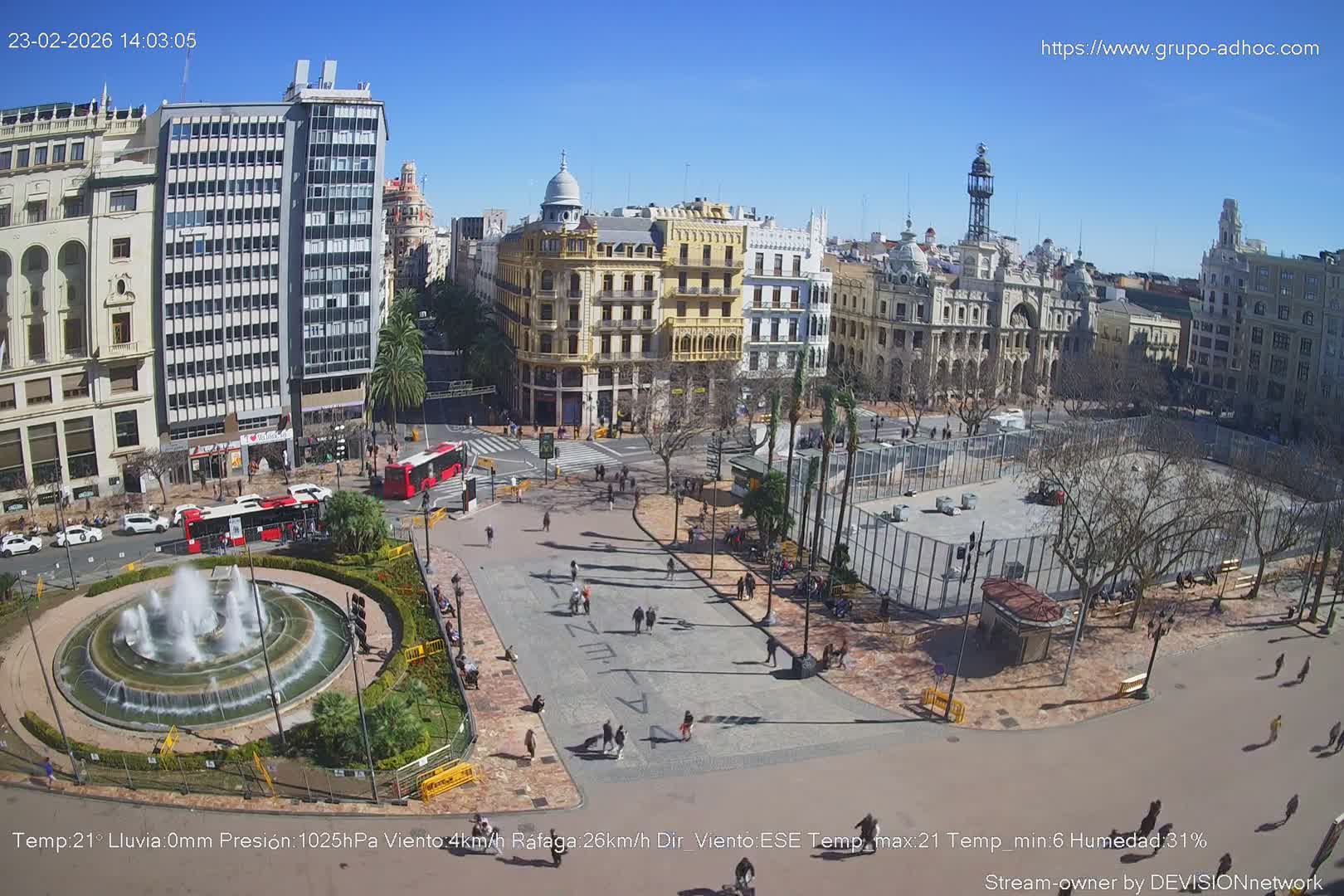 Valencia City , Plaza del Ayuntamiento Square Live Cam - Valencia,  Comunidad Valenciana, Spain