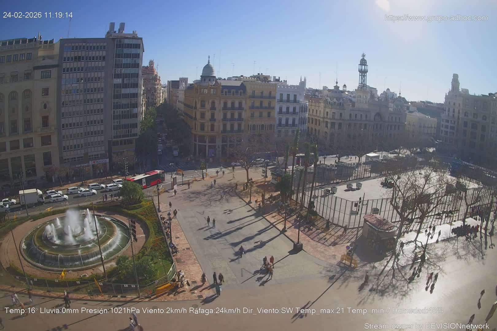 Valencia City , Plaza del Ayuntamiento Square Live Cam - Valencia,  Comunidad Valenciana, Spain