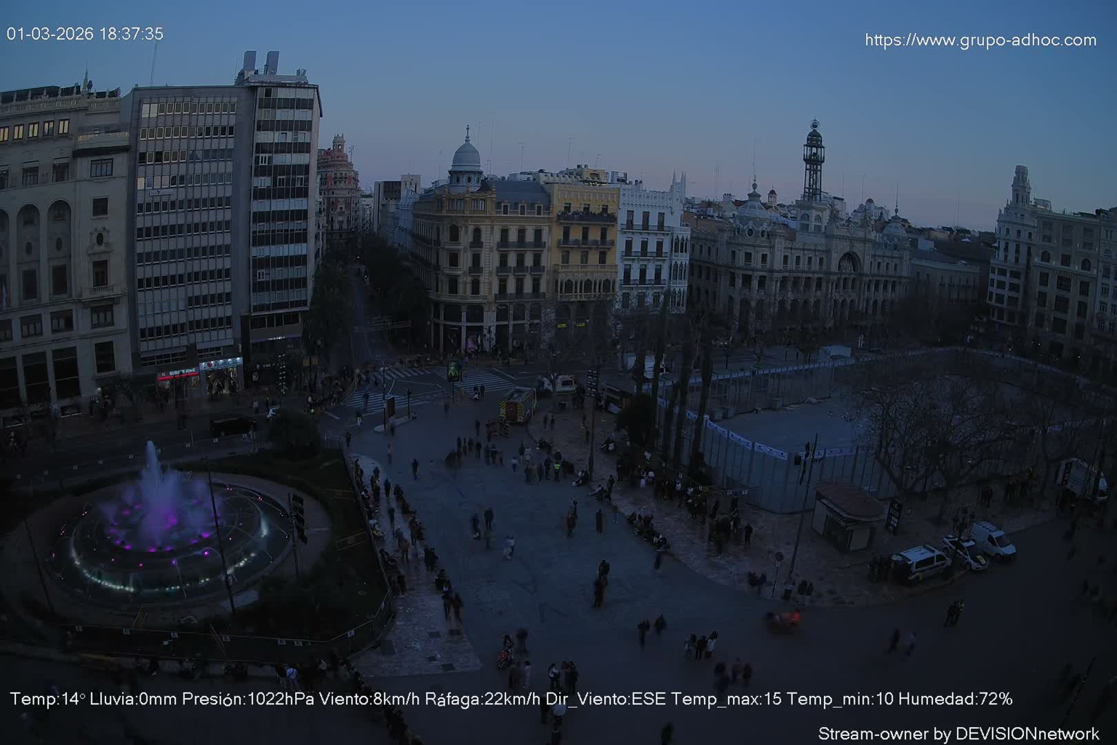 Valencia City , Plaza del Ayuntamiento Square Live Cam - Valencia,  Comunidad Valenciana, Spain
