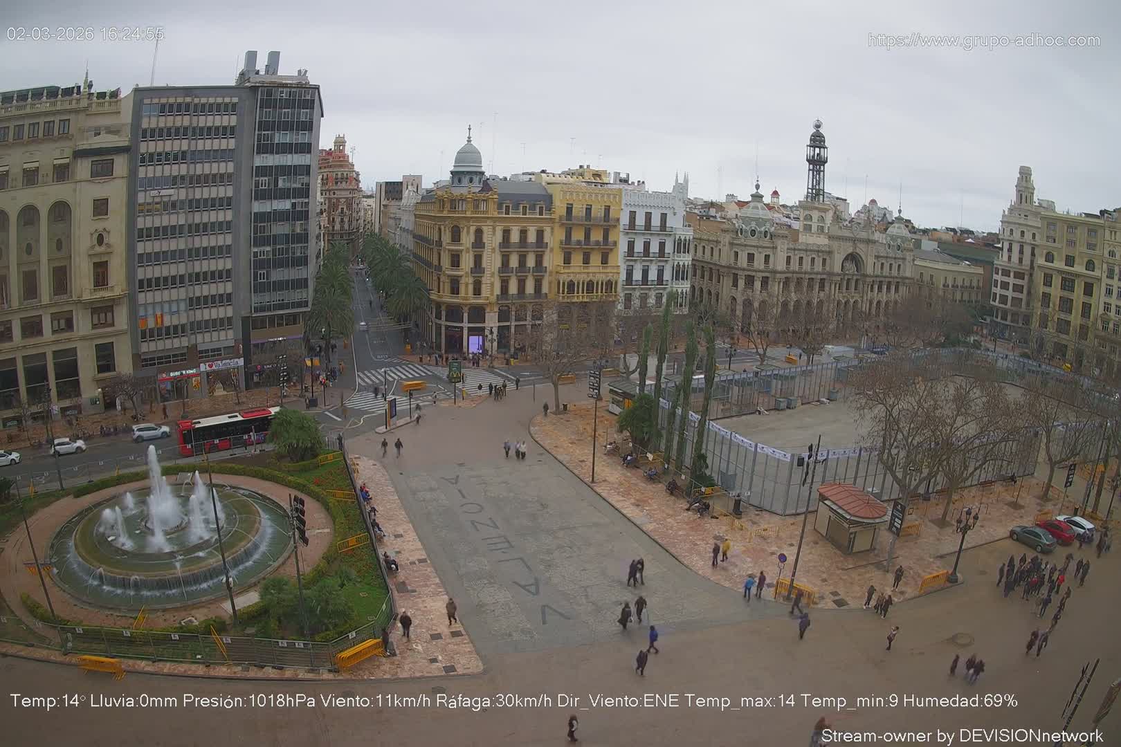 Valencia City , Plaza del Ayuntamiento Square Live Cam - Valencia,  Comunidad Valenciana, Spain