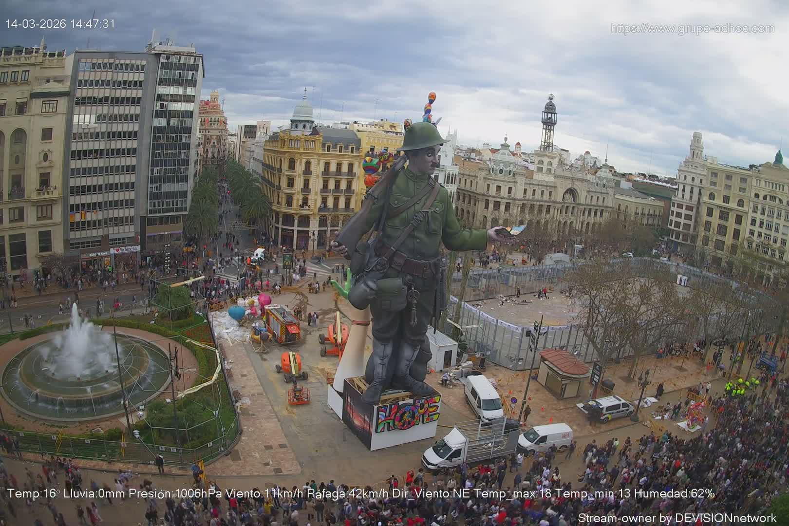 Valencia City , Plaza del Ayuntamiento Square Live Cam - Valencia,  Comunidad Valenciana, Spain