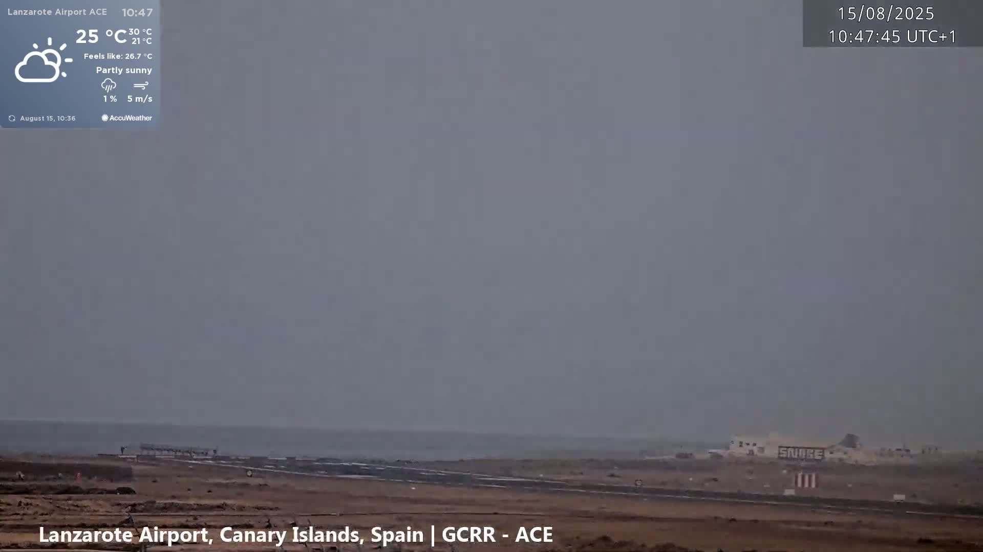 Lanzarote Airport from Inside Live Cam ACE/GCRR - Las Palmas , Canary Islands ,  Spain