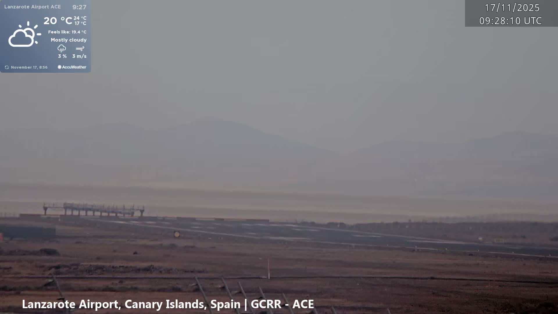 Lanzarote Airport from Inside Live Cam ACE/GCRR - Las Palmas , Canary Islands ,  Spain