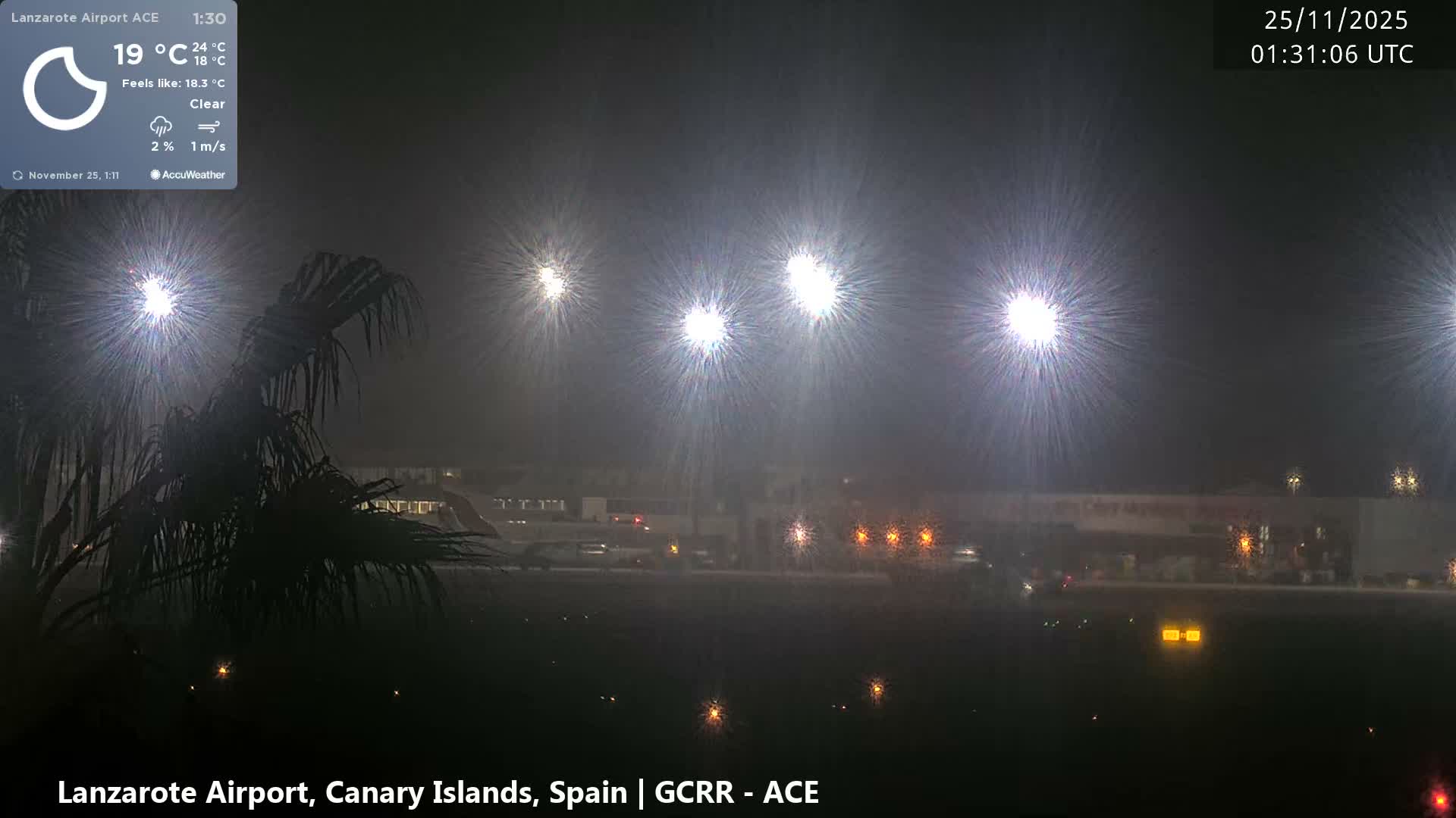 Lanzarote Airport from Inside Live Cam ACE/GCRR - Las Palmas , Canary Islands ,  Spain
