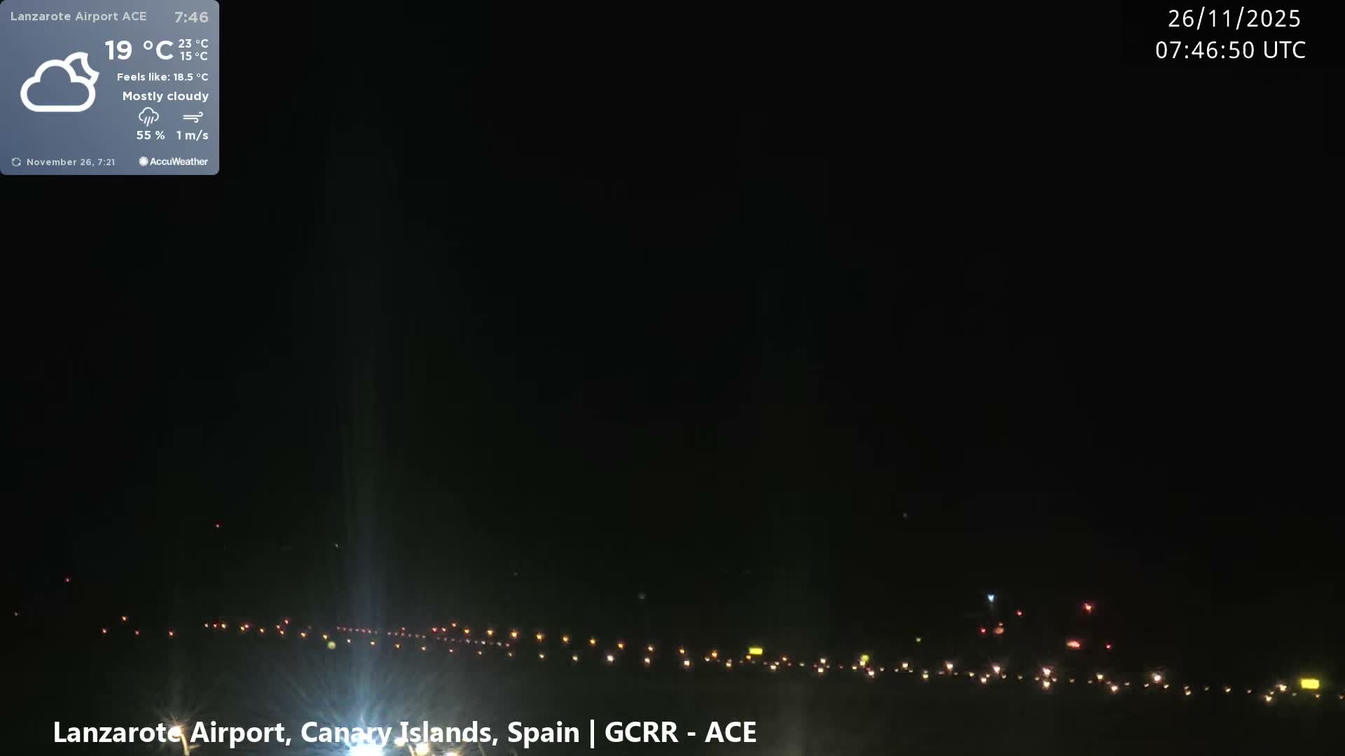 Lanzarote Airport from Inside Live Cam ACE/GCRR - Las Palmas , Canary Islands ,  Spain