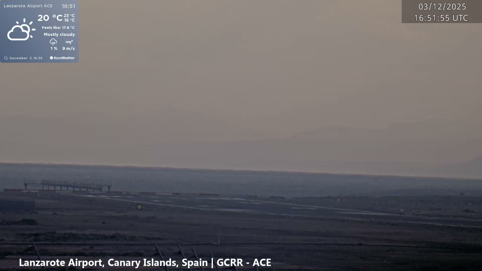 Lanzarote Airport from Inside Live Cam ACE/GCRR - Las Palmas , Canary Islands ,  Spain