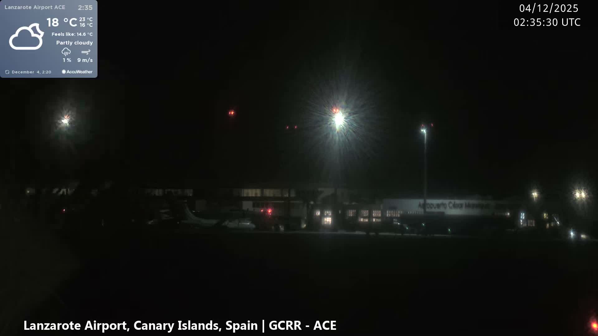 Lanzarote Airport from Inside Live Cam ACE/GCRR - Las Palmas , Canary Islands ,  Spain