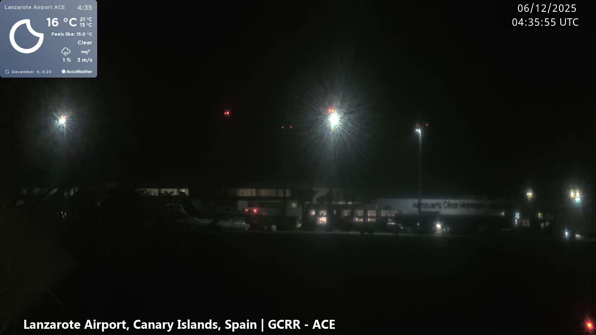 Lanzarote Airport from Inside Live Cam ACE/GCRR - Las Palmas , Canary Islands ,  Spain