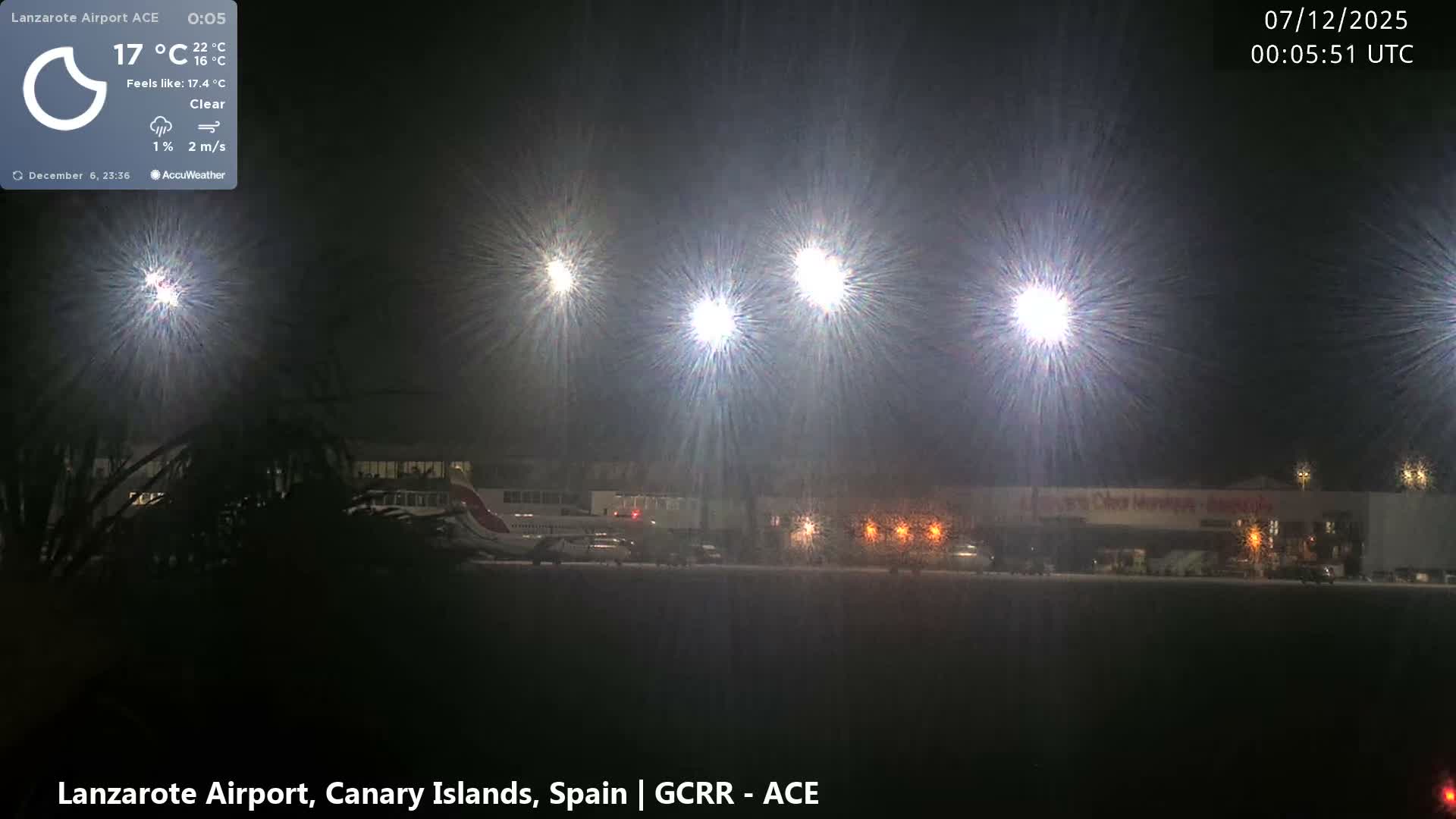 Lanzarote Airport from Inside Live Cam ACE/GCRR - Las Palmas , Canary Islands ,  Spain