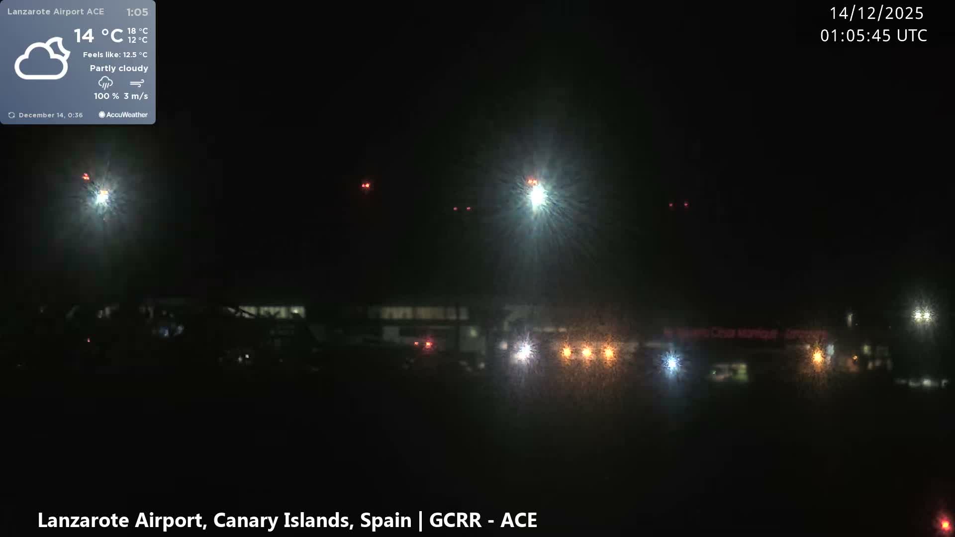 Lanzarote Airport from Inside Live Cam ACE/GCRR - Las Palmas , Canary Islands ,  Spain