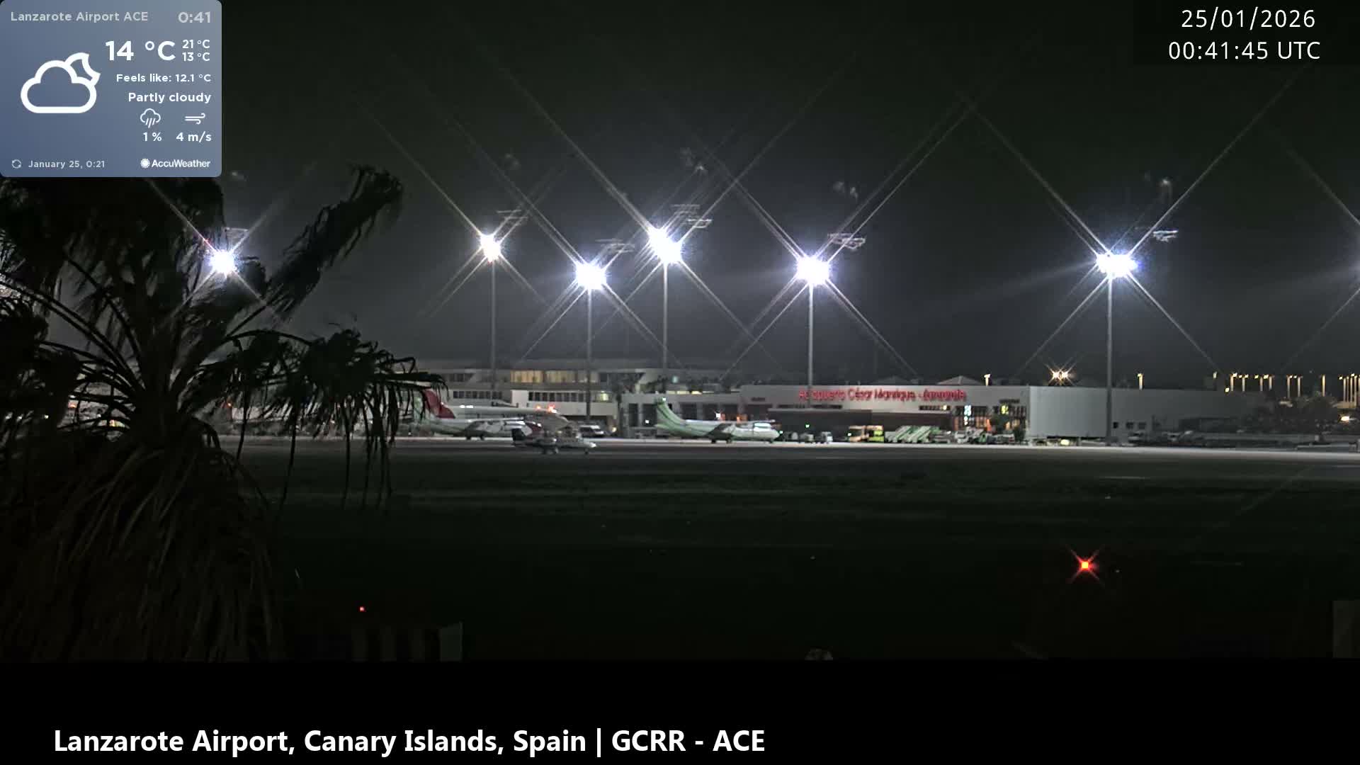 Lanzarote Airport from Inside Live Cam ACE/GCRR - Las Palmas , Canary Islands ,  Spain