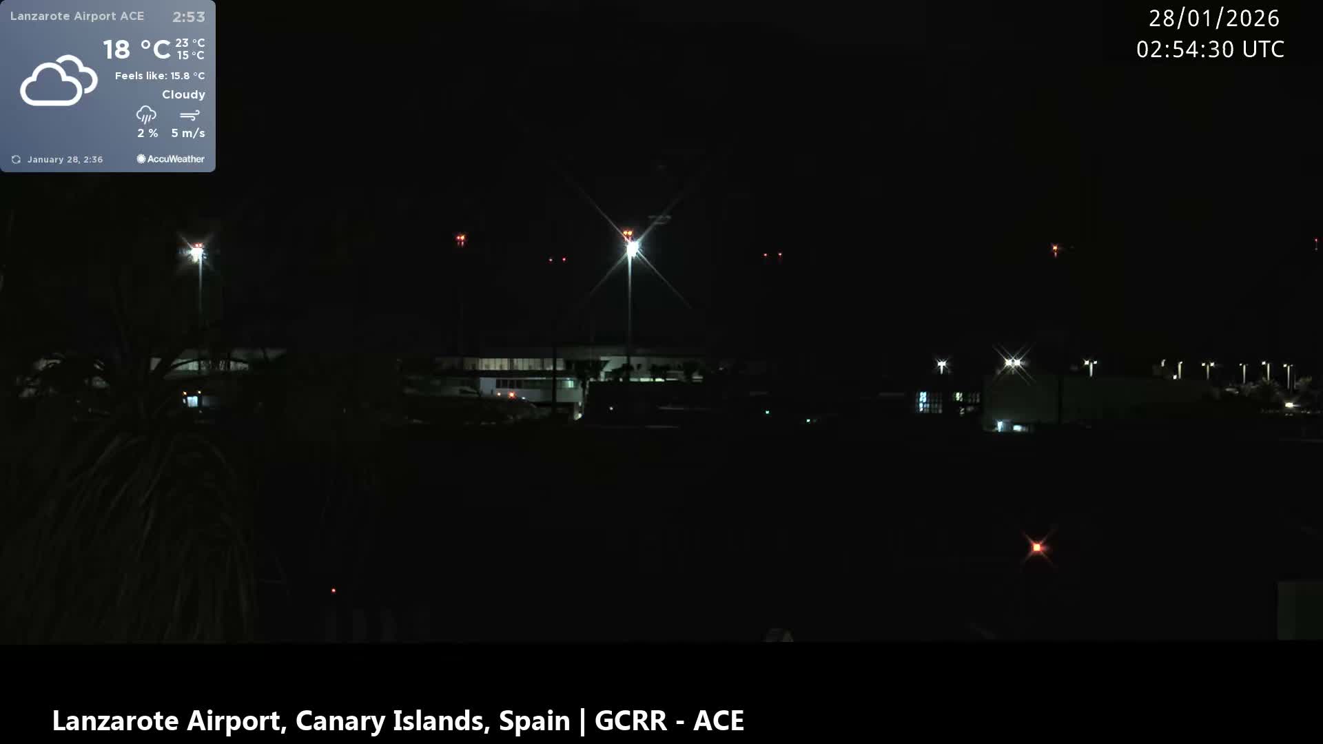 Lanzarote Airport from Inside Live Cam ACE/GCRR - Las Palmas , Canary Islands ,  Spain