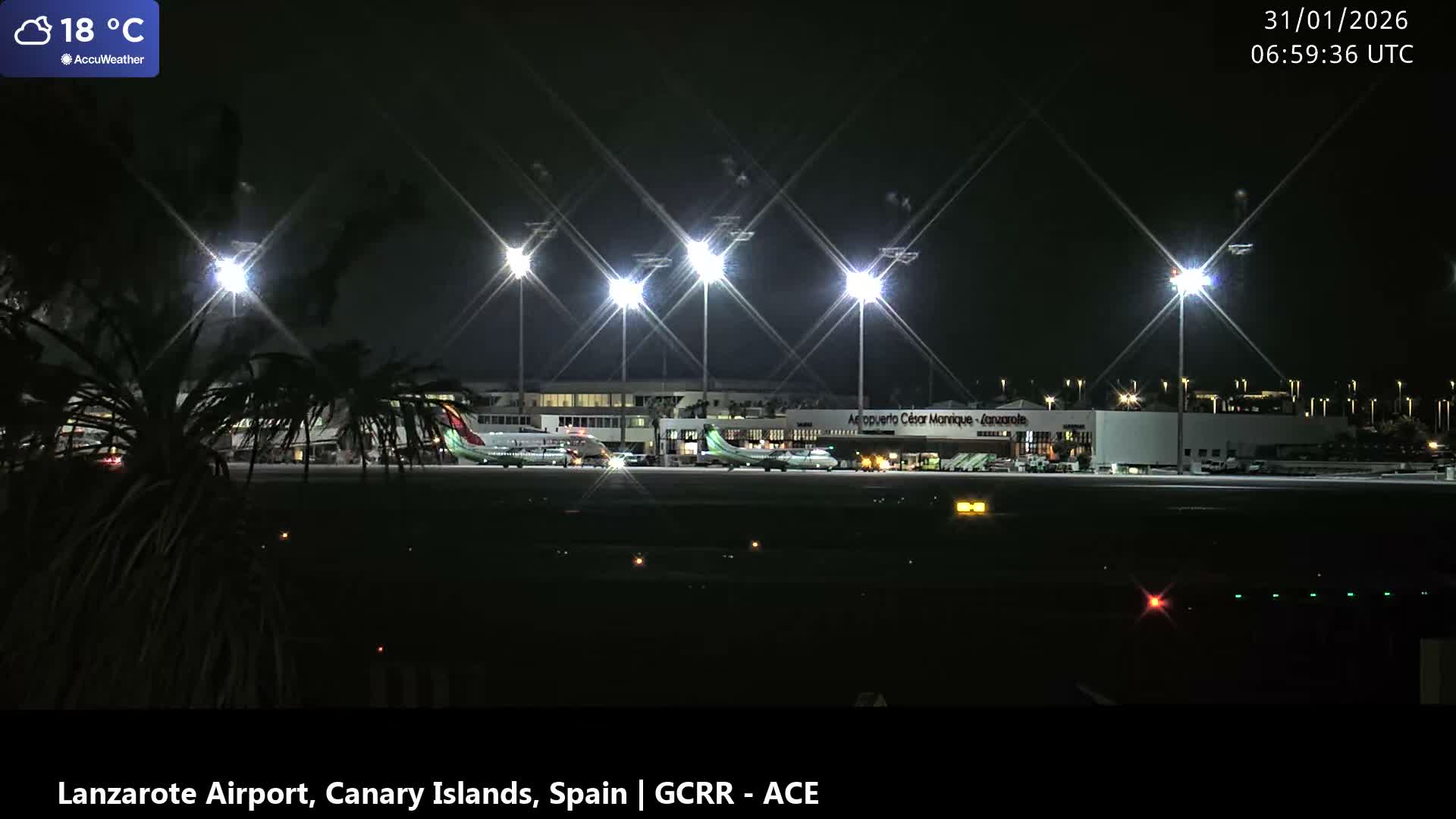 Lanzarote Airport from Inside Live Cam ACE/GCRR - Las Palmas , Canary Islands ,  Spain