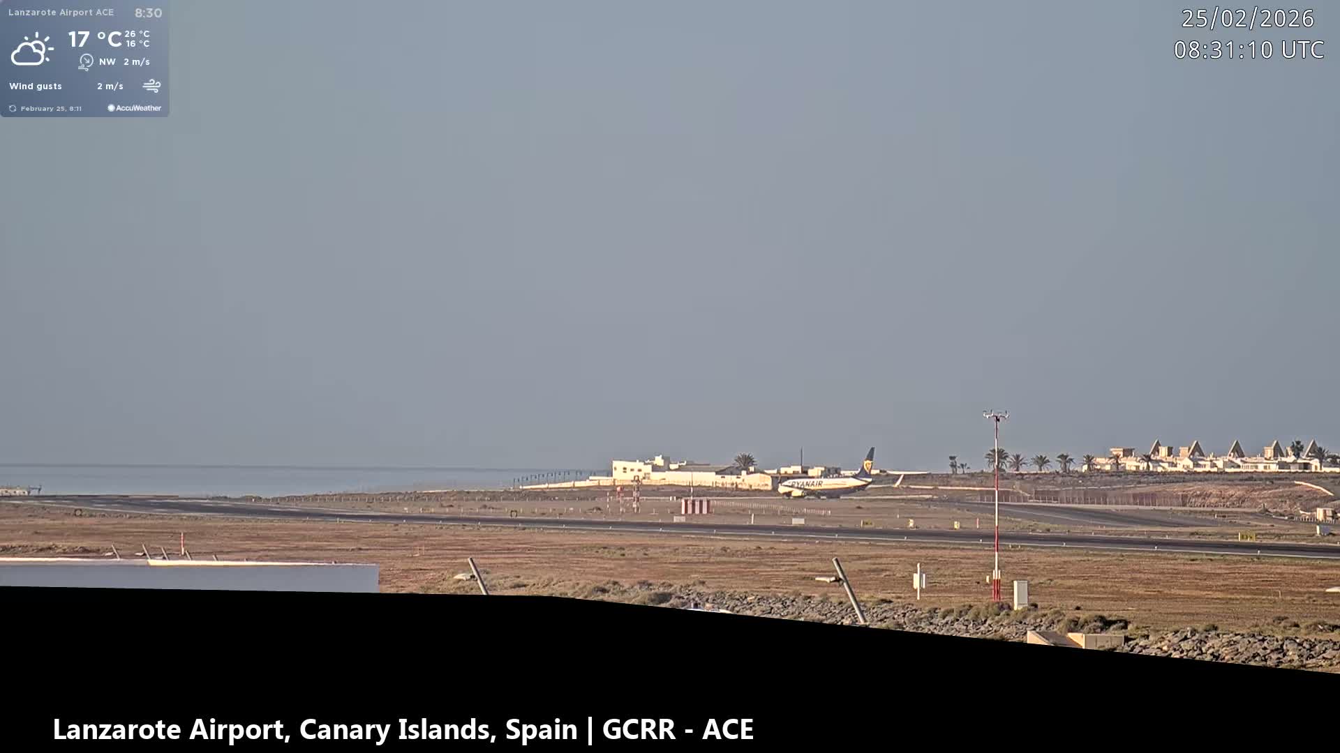 Lanzarote Airport from Inside Live Cam ACE/GCRR - Las Palmas , Canary Islands ,  Spain