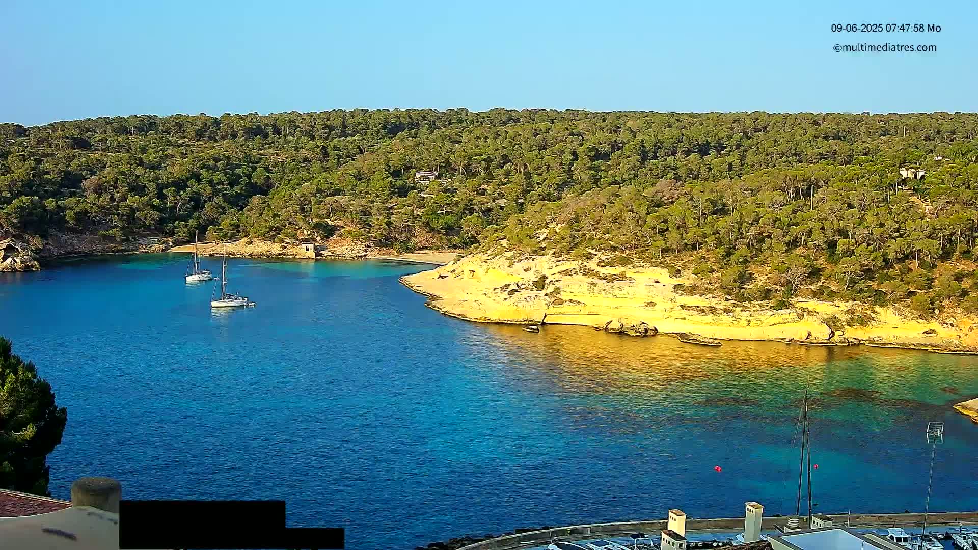 Cala Portal Vells Bay from Sol de Mallorca Live Cam - Mallorca, Balearic Islands, Spain