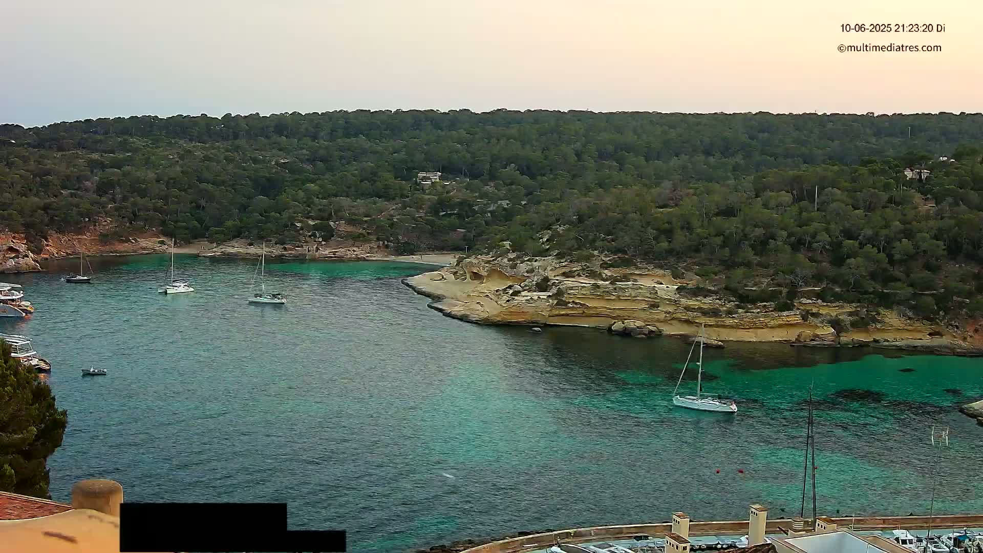 Cala Portal Vells Bay from Sol de Mallorca Live Cam - Mallorca, Balearic Islands, Spain