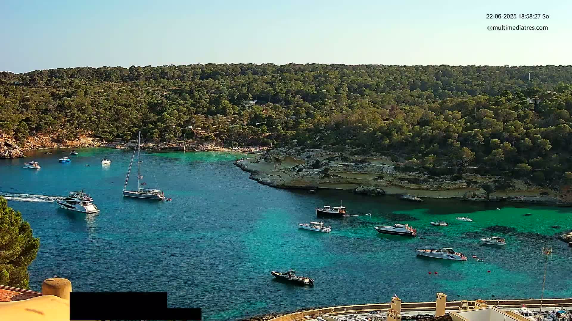 Cala Portal Vells Bay from Sol de Mallorca Live Cam - Mallorca, Balearic Islands, Spain