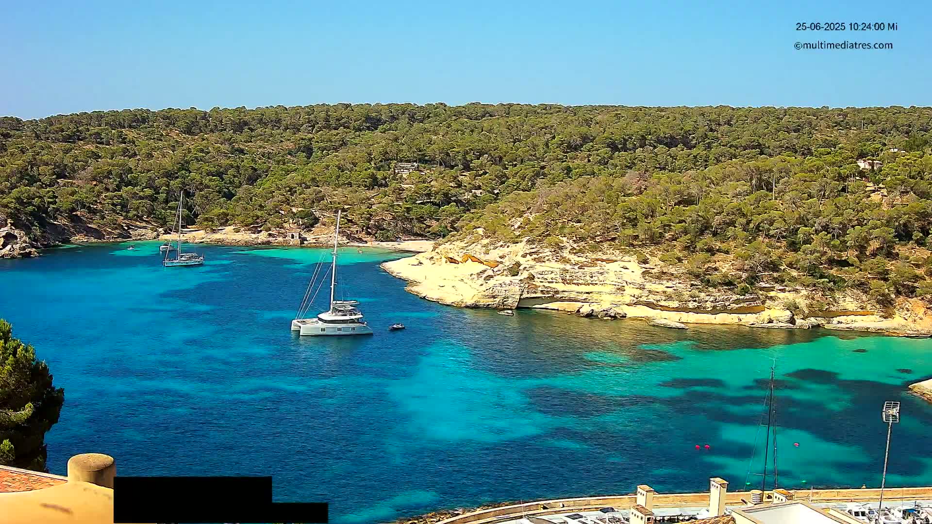 Cala Portal Vells Bay from Sol de Mallorca Live Cam - Mallorca, Balearic Islands, Spain