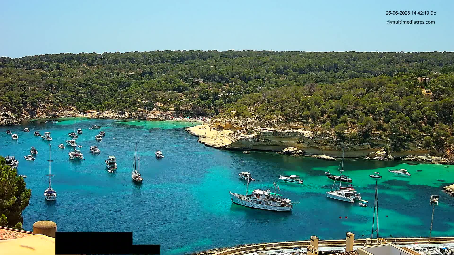 Cala Portal Vells Bay from Sol de Mallorca Live Cam - Mallorca, Balearic Islands, Spain