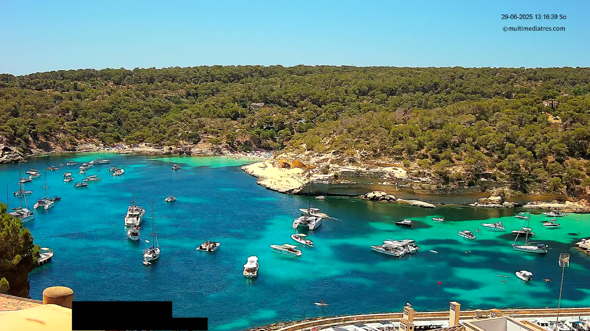 Cala Portal Vells Bay from Sol de Mallorca Live Cam - Mallorca, Balearic Islands, Spain