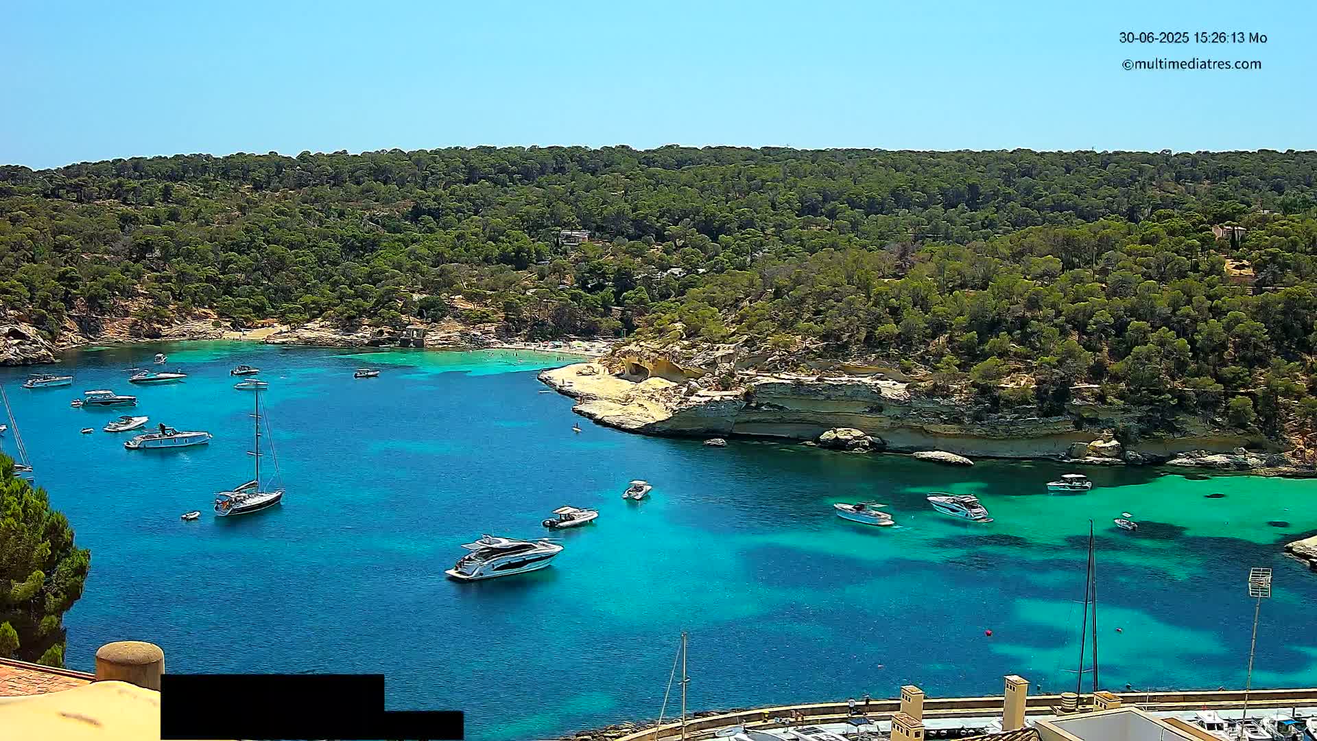 Cala Portal Vells Bay from Sol de Mallorca Live Cam - Mallorca, Balearic Islands, Spain