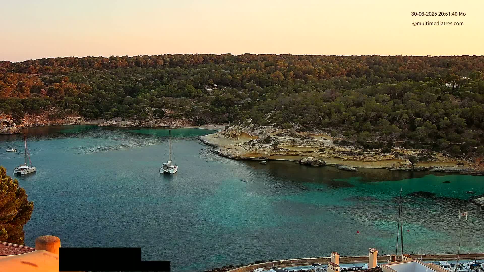 Cala Portal Vells Bay from Sol de Mallorca Live Cam - Mallorca, Balearic Islands, Spain