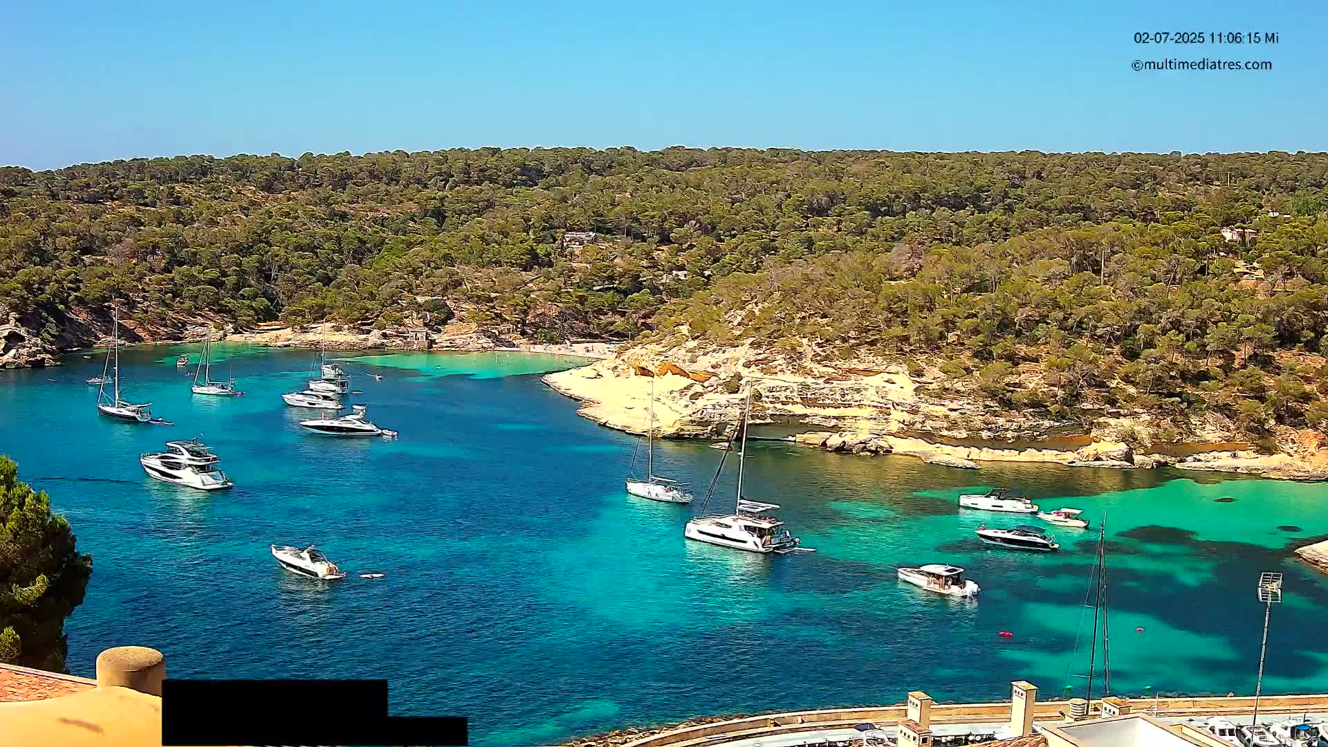 Cala Portal Vells Bay from Sol de Mallorca Live Cam - Mallorca, Balearic Islands, Spain