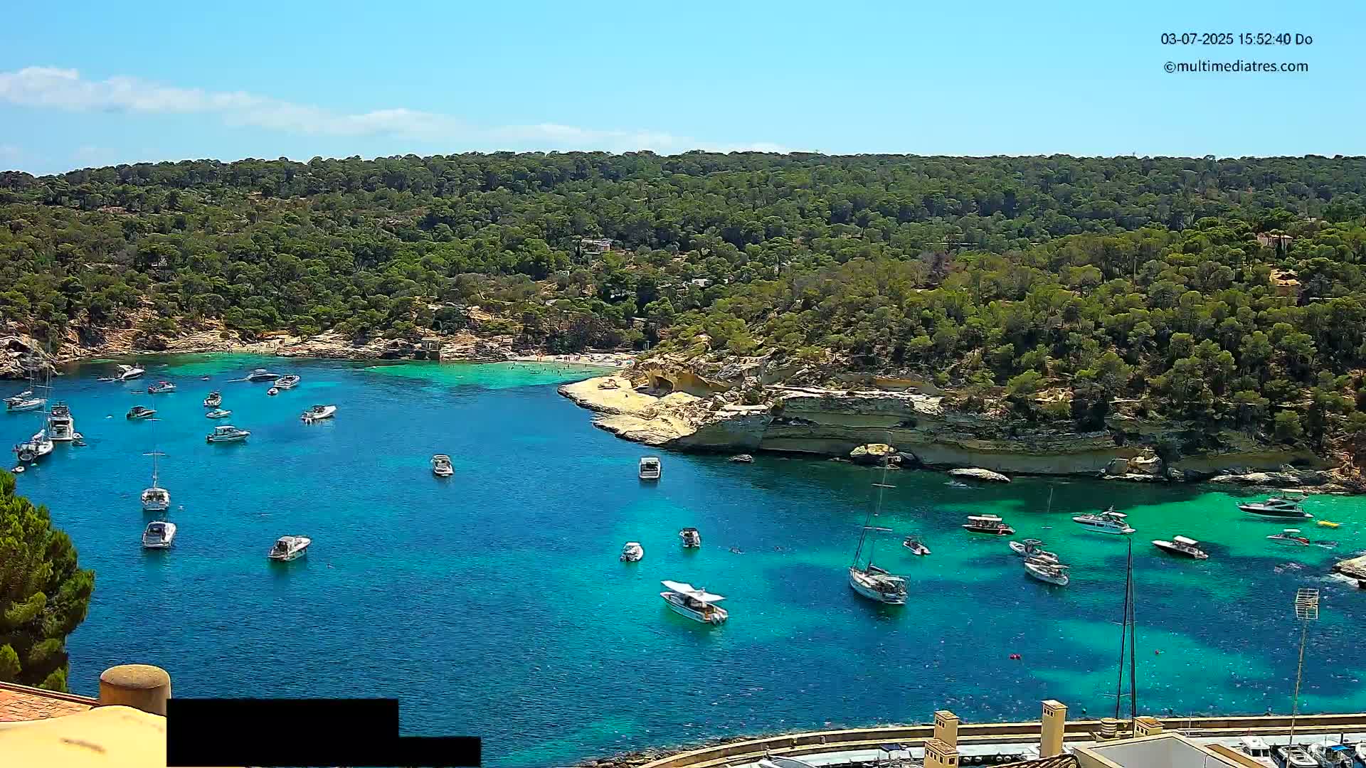 Cala Portal Vells Bay from Sol de Mallorca Live Cam - Mallorca, Balearic Islands, Spain