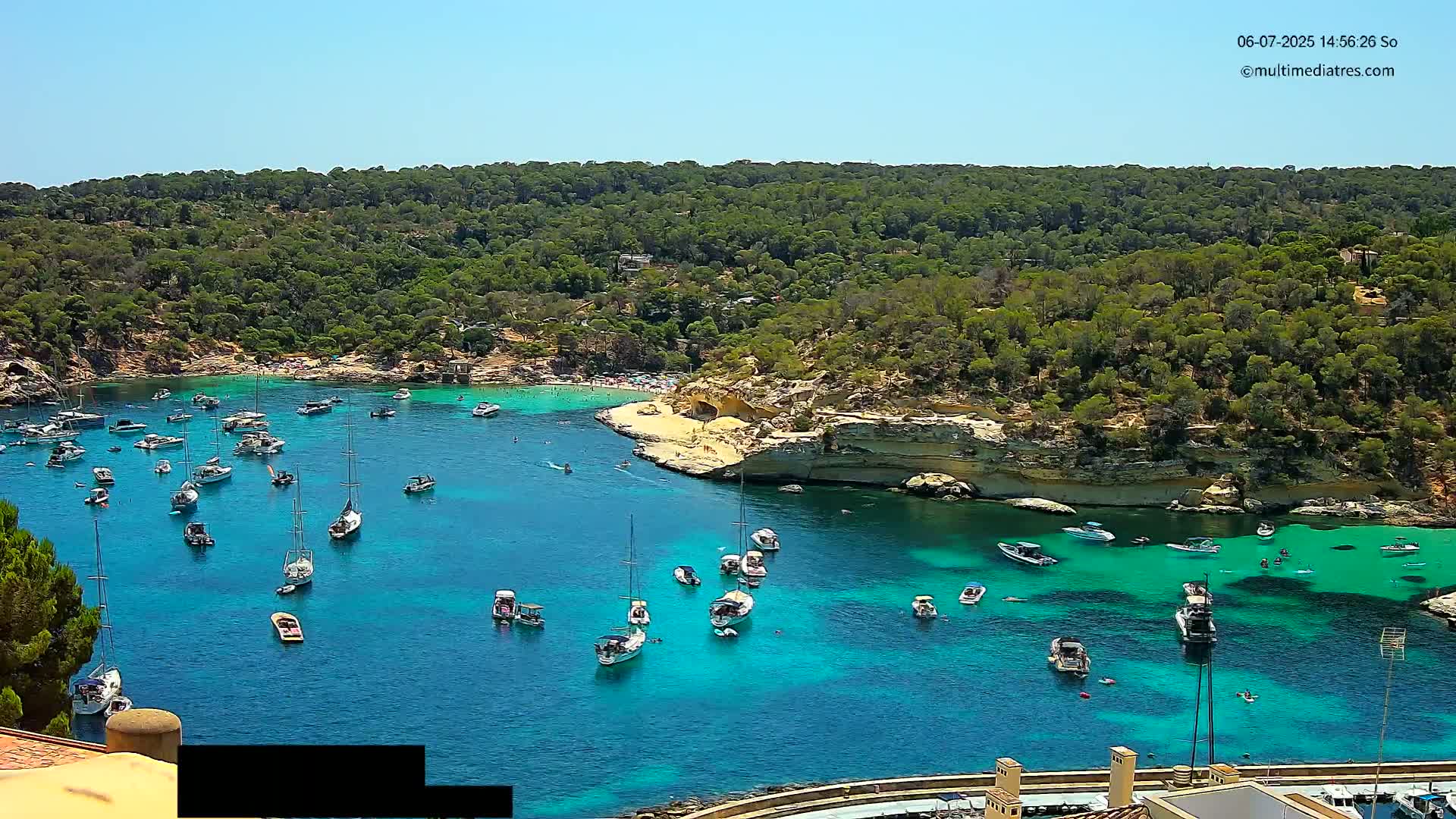 Cala Portal Vells Bay from Sol de Mallorca Live Cam - Mallorca, Balearic Islands, Spain