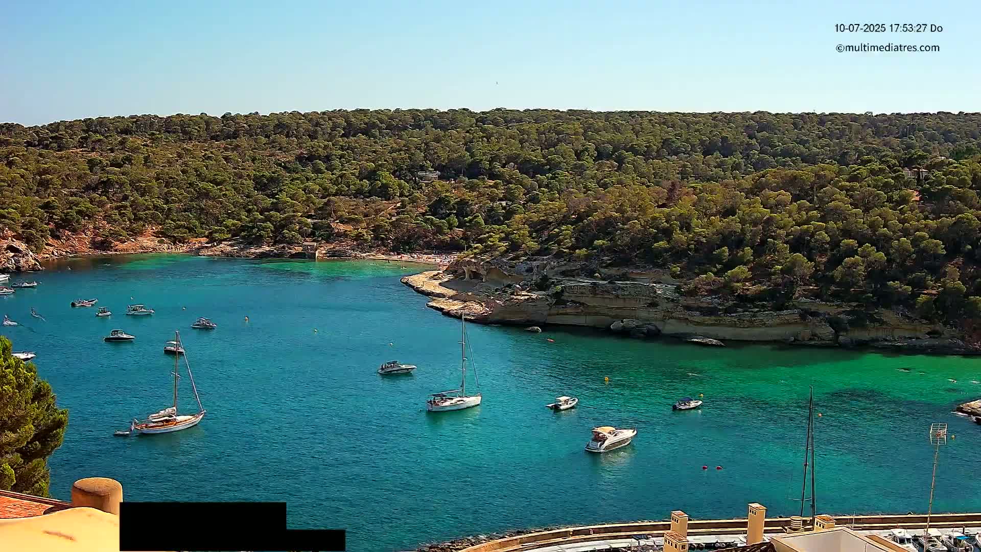 Cala Portal Vells Bay from Sol de Mallorca Live Cam - Mallorca, Balearic Islands, Spain
