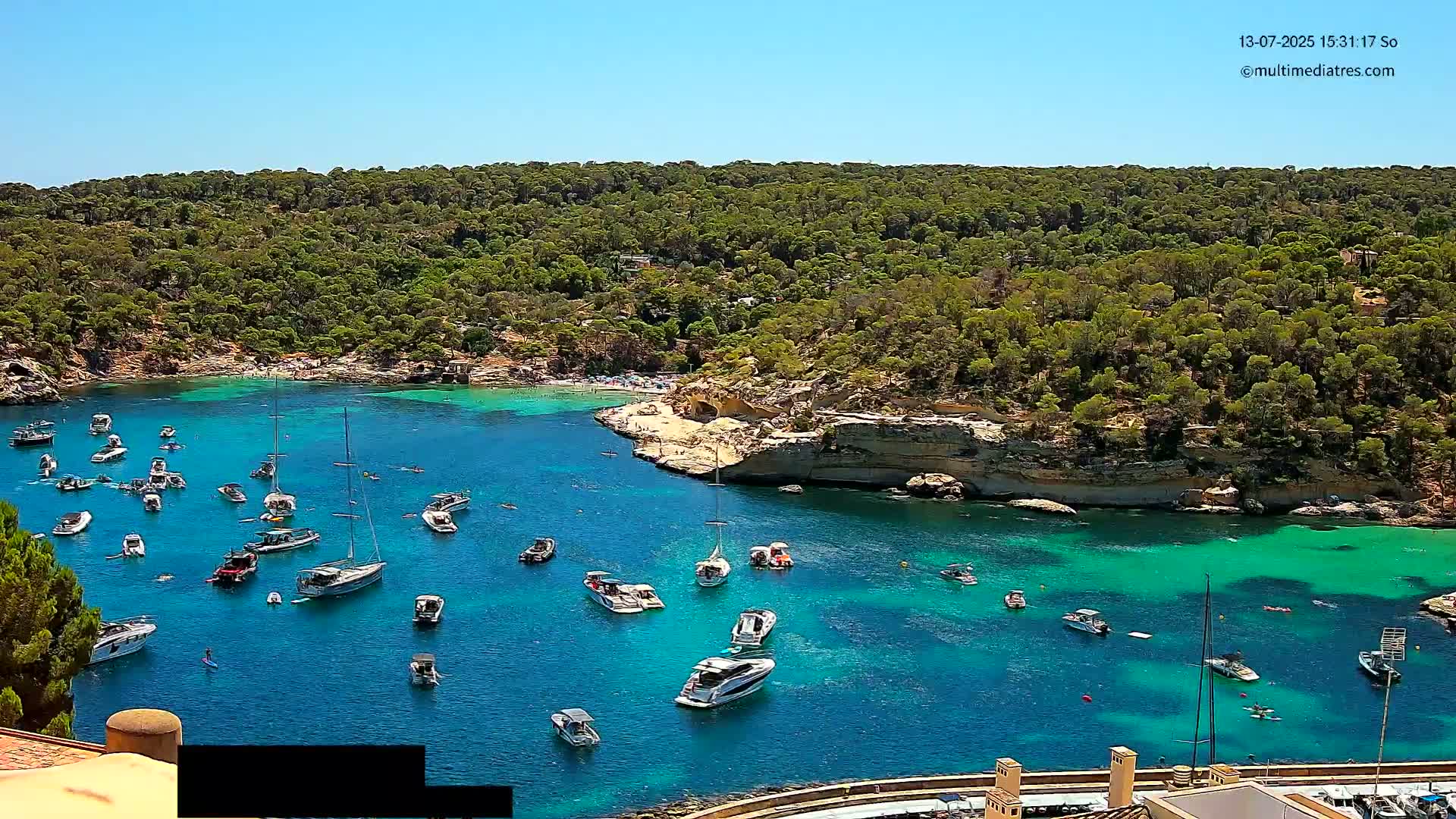 Cala Portal Vells Bay from Sol de Mallorca Live Cam - Mallorca, Balearic Islands, Spain