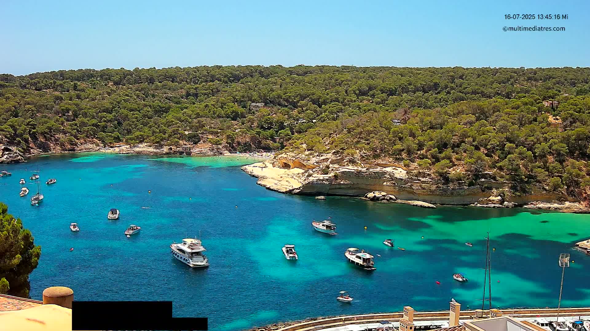 Cala Portal Vells Bay from Sol de Mallorca Live Cam - Mallorca, Balearic Islands, Spain