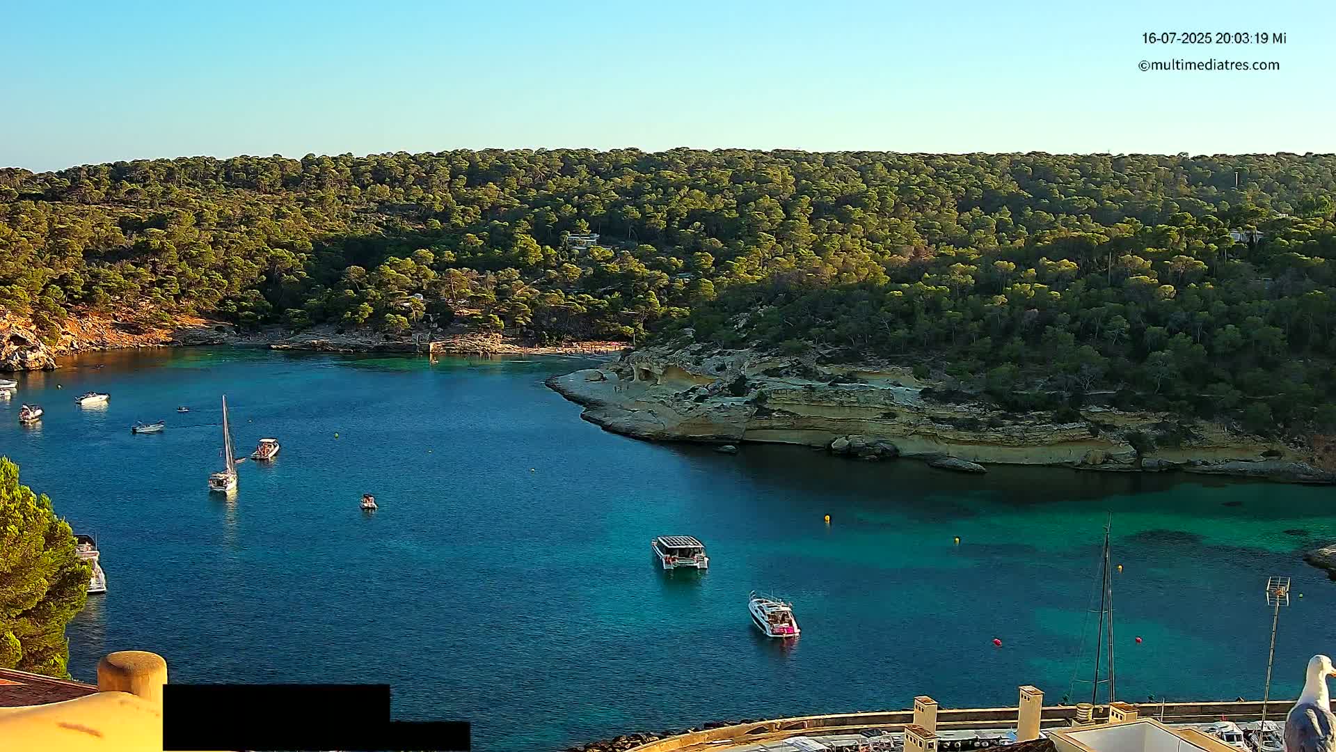 Cala Portal Vells Bay from Sol de Mallorca Live Cam - Mallorca, Balearic Islands, Spain