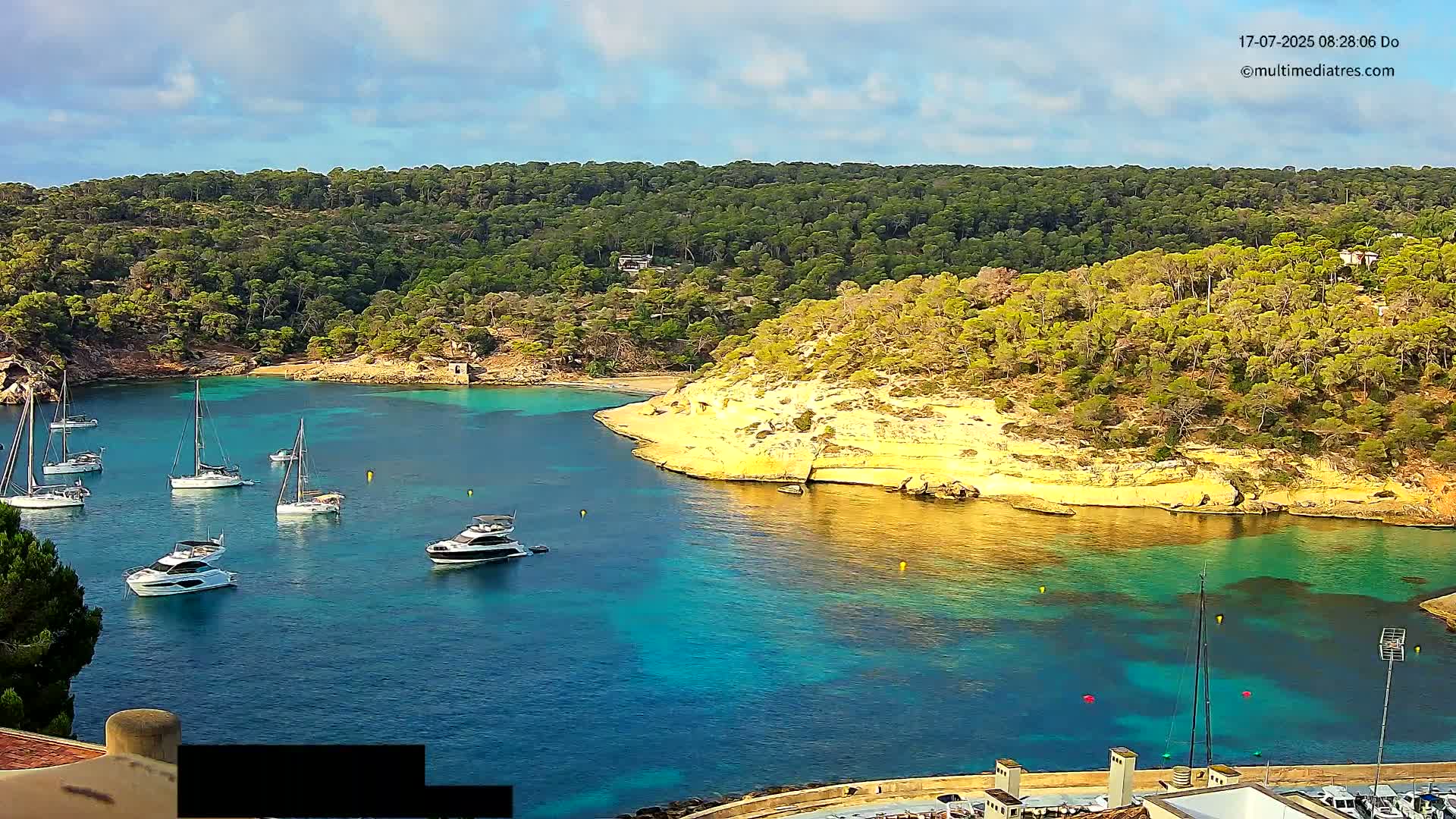 Cala Portal Vells Bay from Sol de Mallorca Live Cam - Mallorca, Balearic Islands, Spain