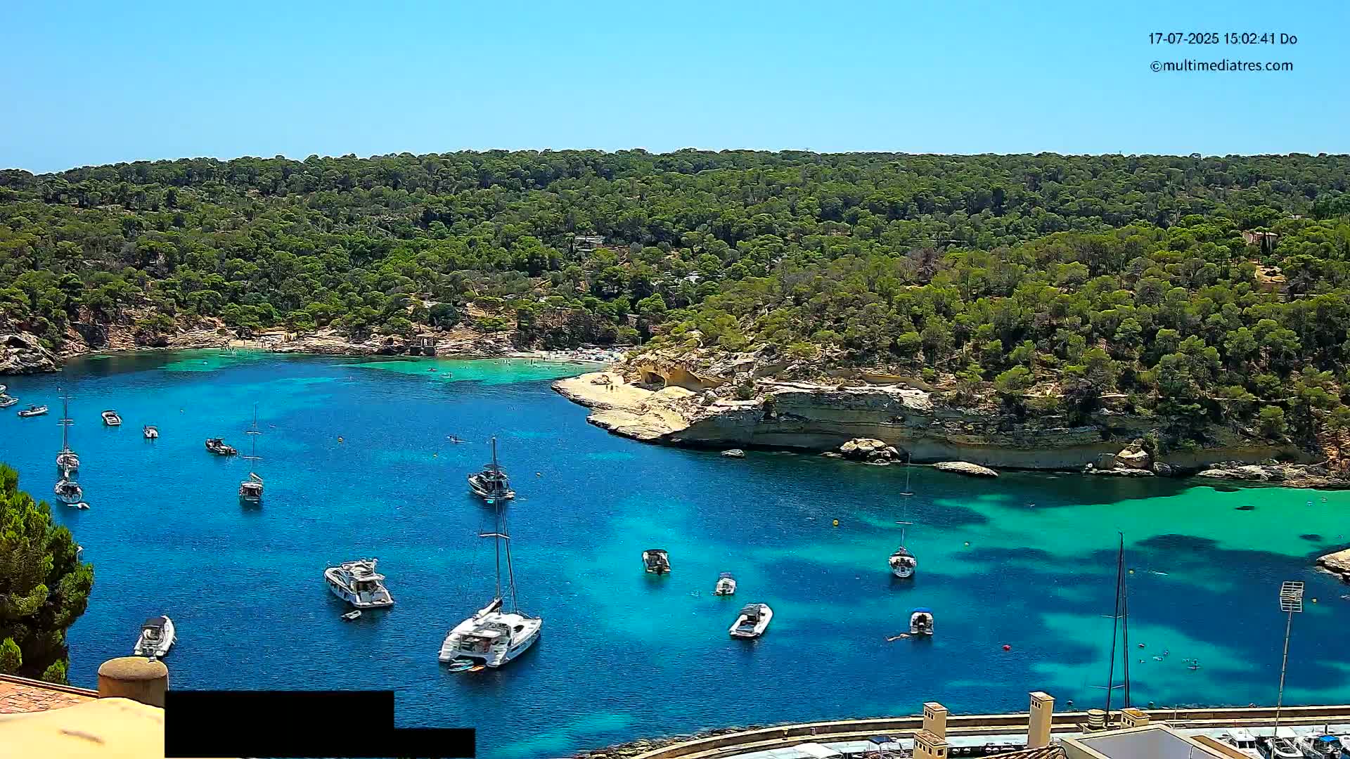 Cala Portal Vells Bay from Sol de Mallorca Live Cam - Mallorca, Balearic Islands, Spain