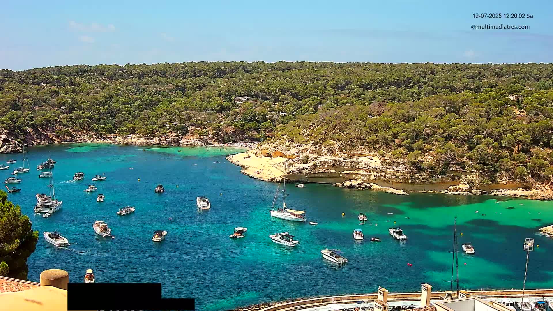 Cala Portal Vells Bay from Sol de Mallorca Live Cam - Mallorca, Balearic Islands, Spain