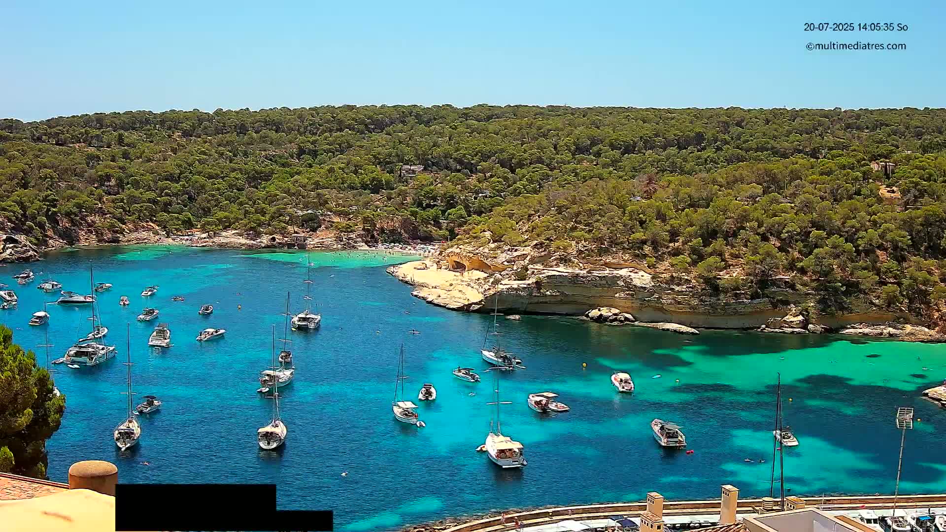 Cala Portal Vells Bay from Sol de Mallorca Live Cam - Mallorca, Balearic Islands, Spain