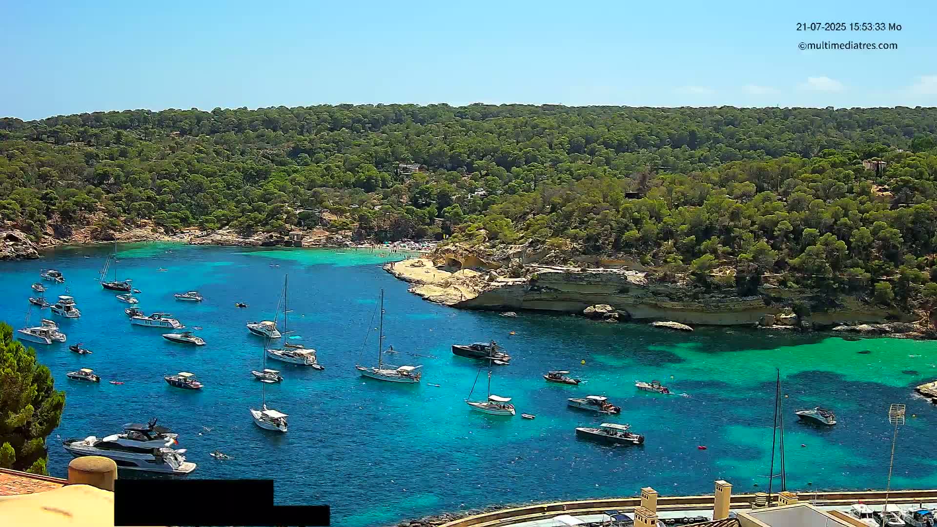 Cala Portal Vells Bay from Sol de Mallorca Live Cam - Mallorca, Balearic Islands, Spain