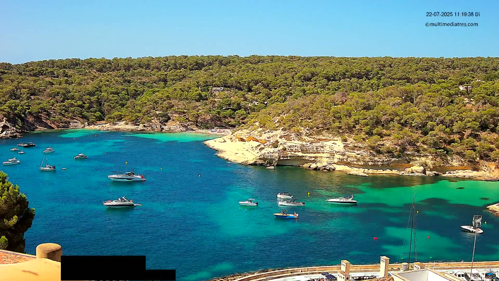 Cala Portal Vells Bay from Sol de Mallorca Live Cam - Mallorca, Balearic Islands, Spain