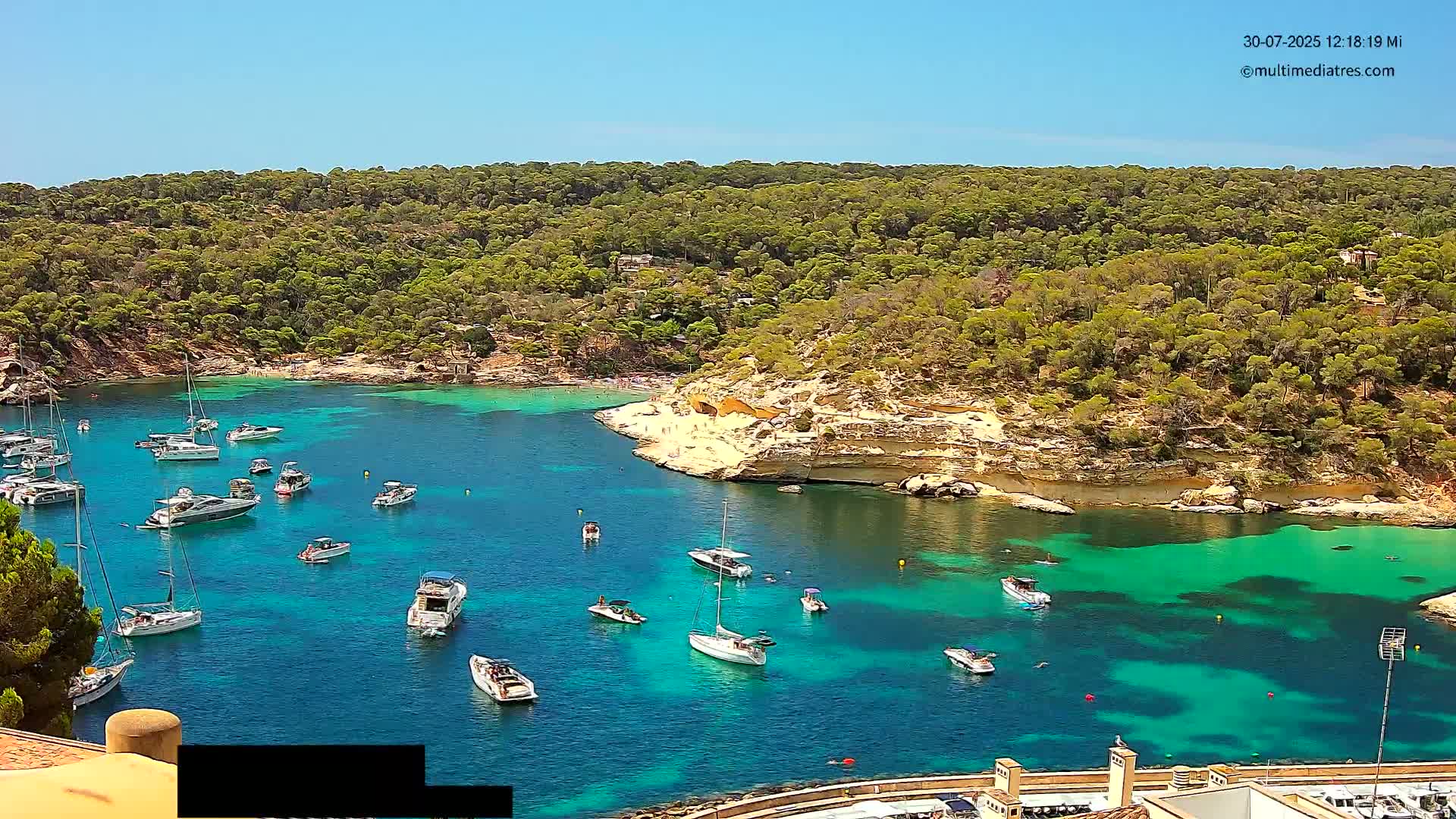 Cala Portal Vells Bay from Sol de Mallorca Live Cam - Mallorca, Balearic Islands, Spain