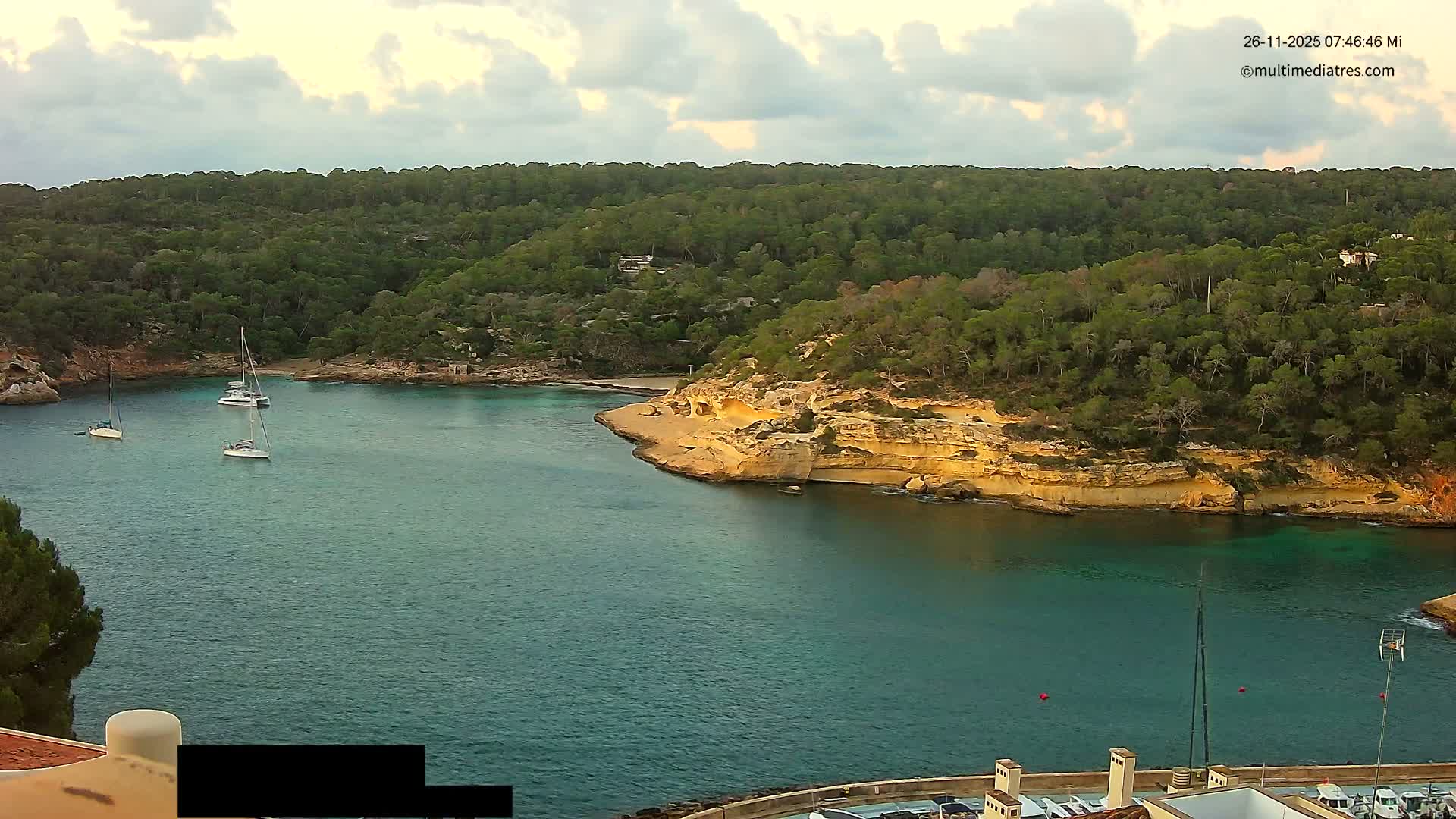 Cala Portal Vells Bay from Sol de Mallorca Live Cam - Mallorca, Balearic Islands, Spain