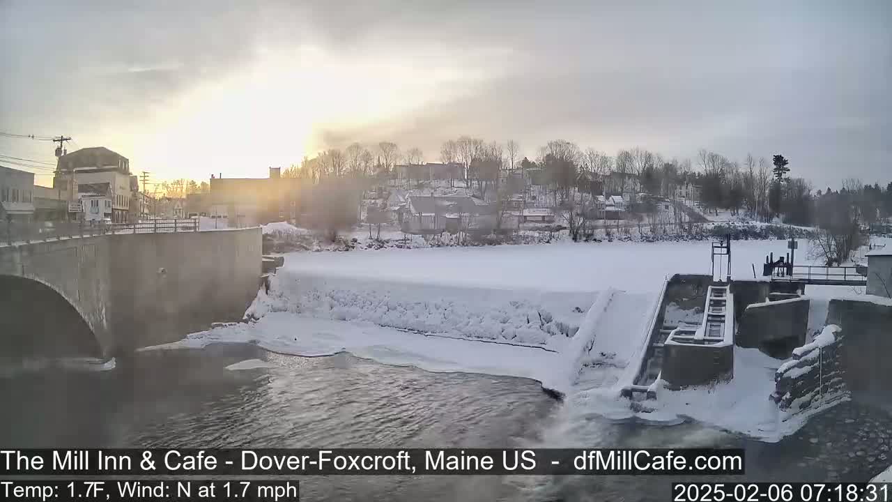 Mayo Mill Dam Live Cam  - Dover-Foxcroft, Maine , USA