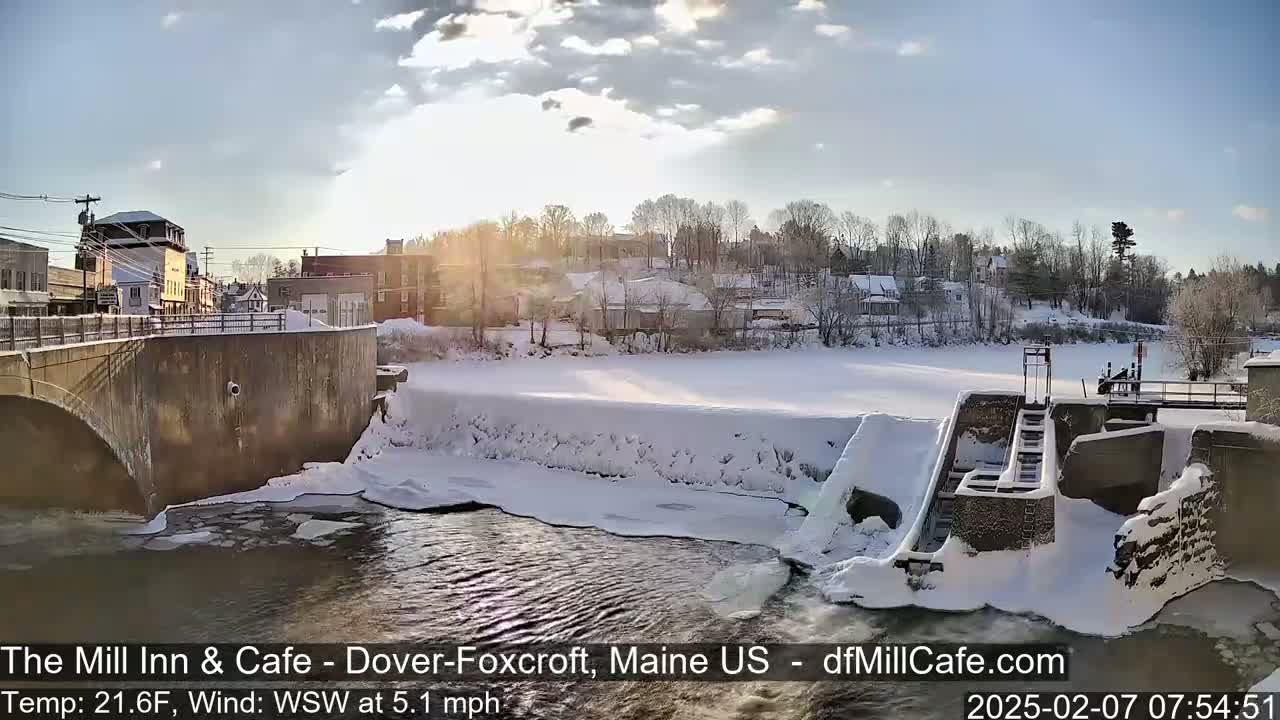 Mayo Mill Dam Live Cam  - Dover-Foxcroft, Maine , USA