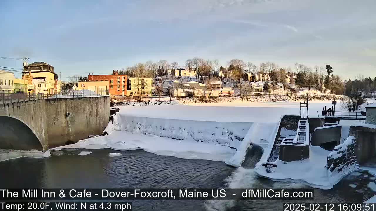 Mayo Mill Dam Live Cam  - Dover-Foxcroft, Maine , USA