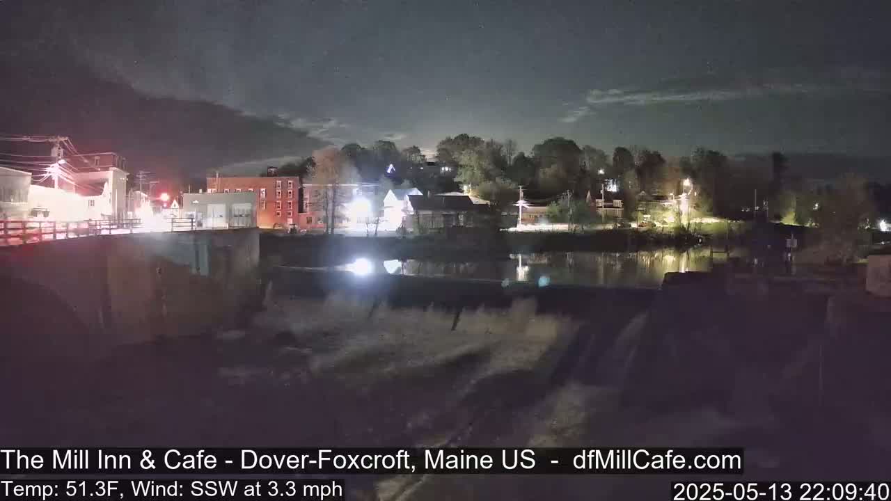 Mayo Mill Dam Live Cam  - Dover-Foxcroft, Maine , USA