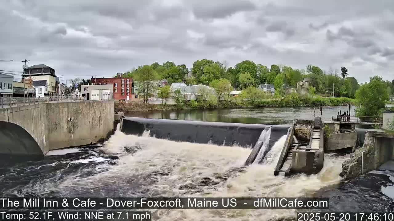 Mayo Mill Dam Live Cam  - Dover-Foxcroft, Maine , USA