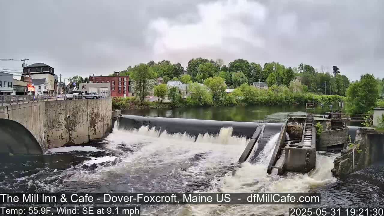 Mayo Mill Dam Live Cam  - Dover-Foxcroft, Maine , USA