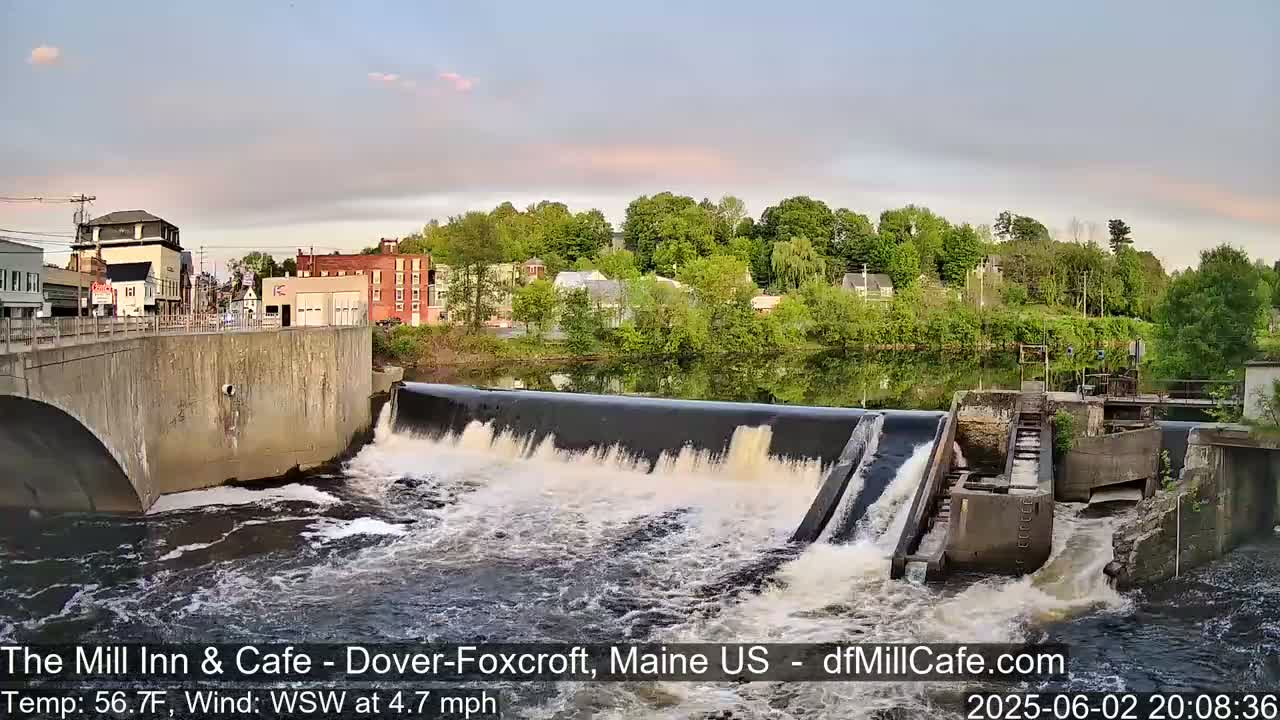 Mayo Mill Dam Live Cam  - Dover-Foxcroft, Maine , USA